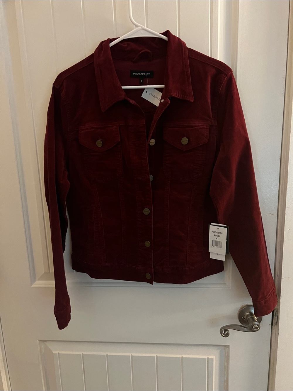 Prosperity Women's Burgundy Corduroy Jean Jacket